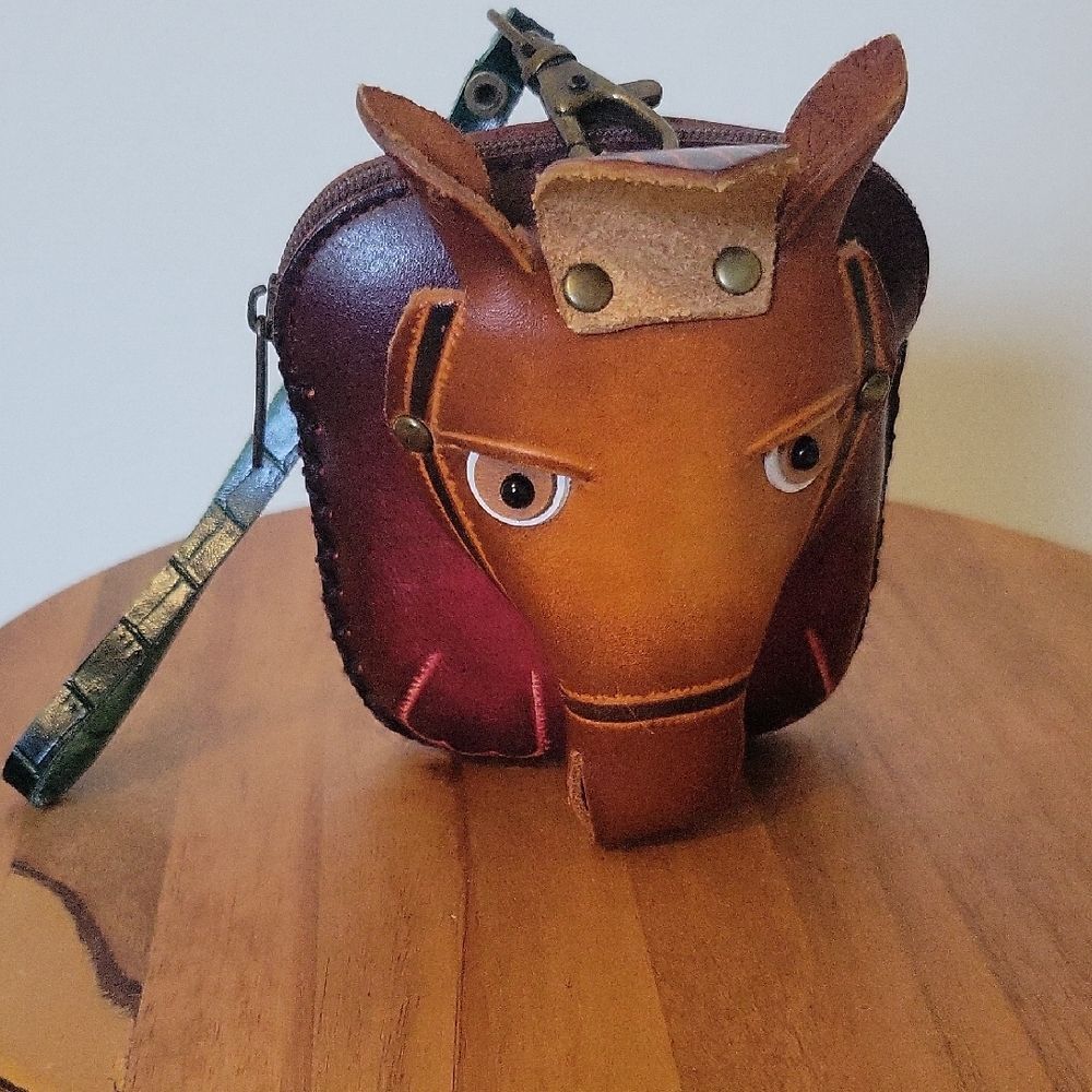 Unique Brown Leather Animal Design Clutch